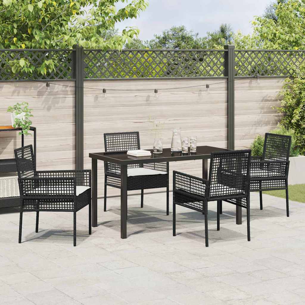 Hage Spisegruppe med pute 5 pcs Svart Poly rattan