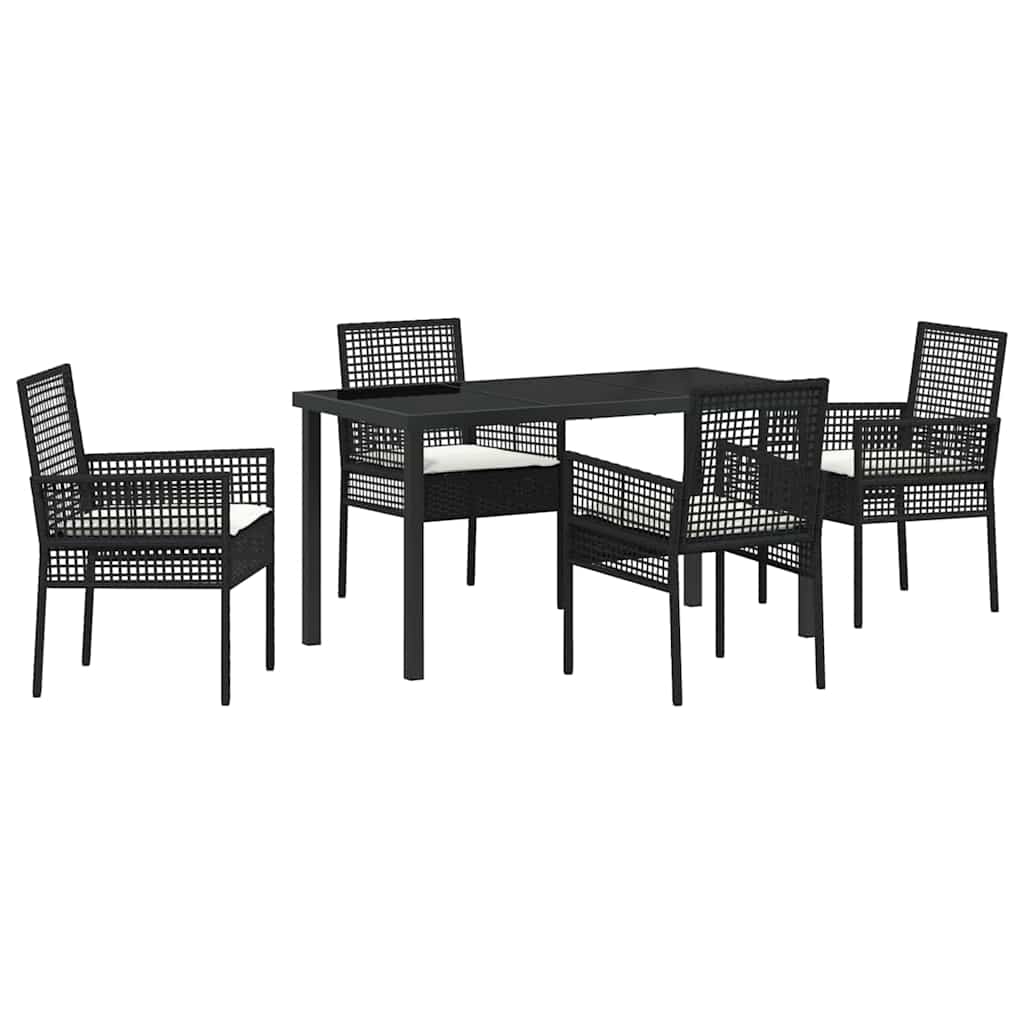 Hage Spisegruppe med pute 5 pcs Svart Poly rattan