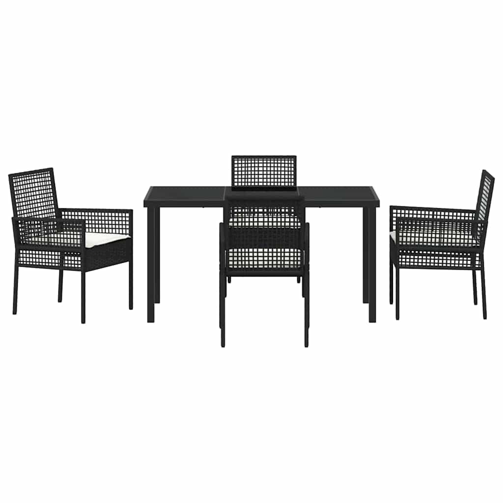 Hage Spisegruppe med pute 5 pcs Svart Poly rattan