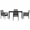 Hage Spisegruppe med pute 5 pcs Svart Poly rattan