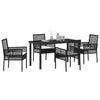 Hage Spisegruppe med pute 5 pcs Svart Poly rattan