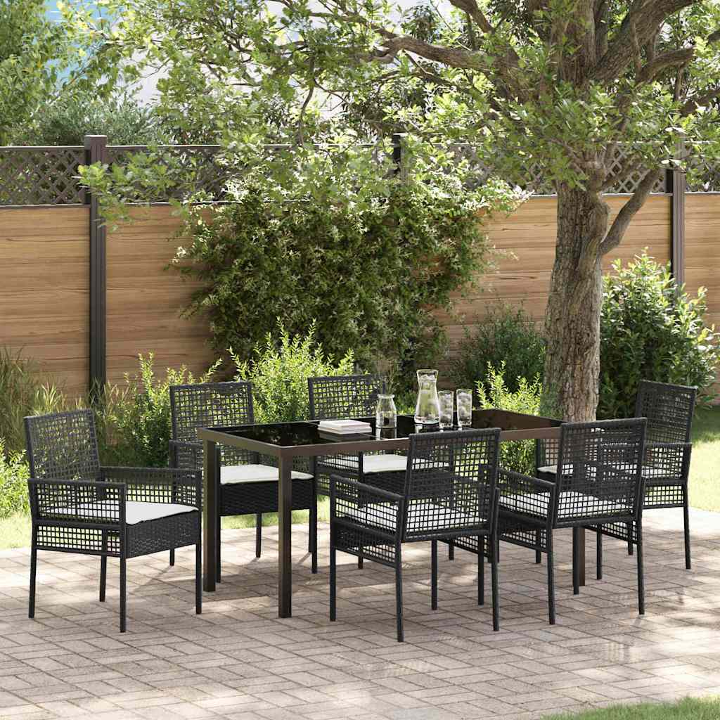 Hage Spisegruppe med pute 7 pcs Svart Poly rattan