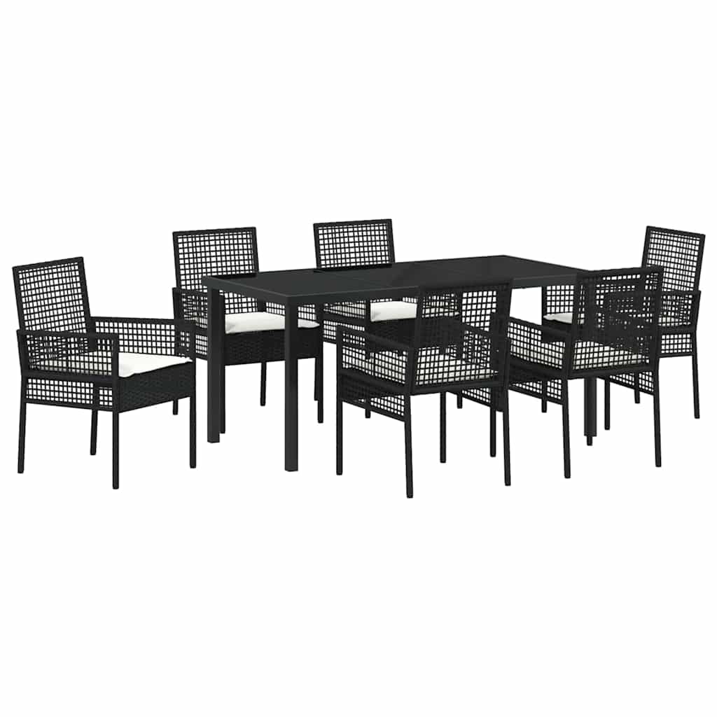 Hage Spisegruppe med pute 7 pcs Svart Poly rattan