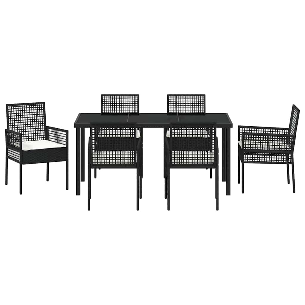 Hage Spisegruppe med pute 7 pcs Svart Poly rattan