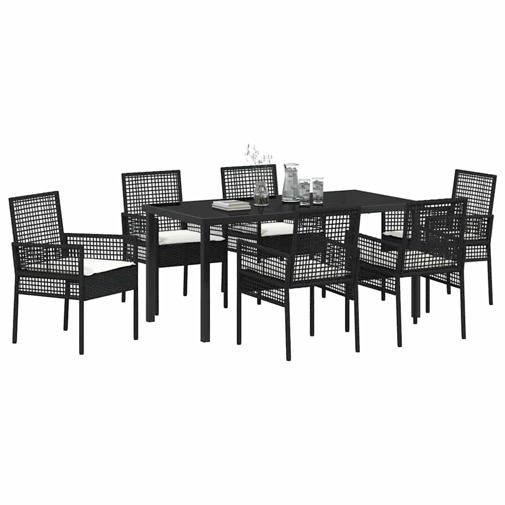 Hage Spisegruppe med pute 7 pcs Svart Poly rattan