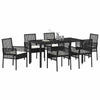 Hage Spisegruppe med pute 7 pcs Svart Poly rattan
