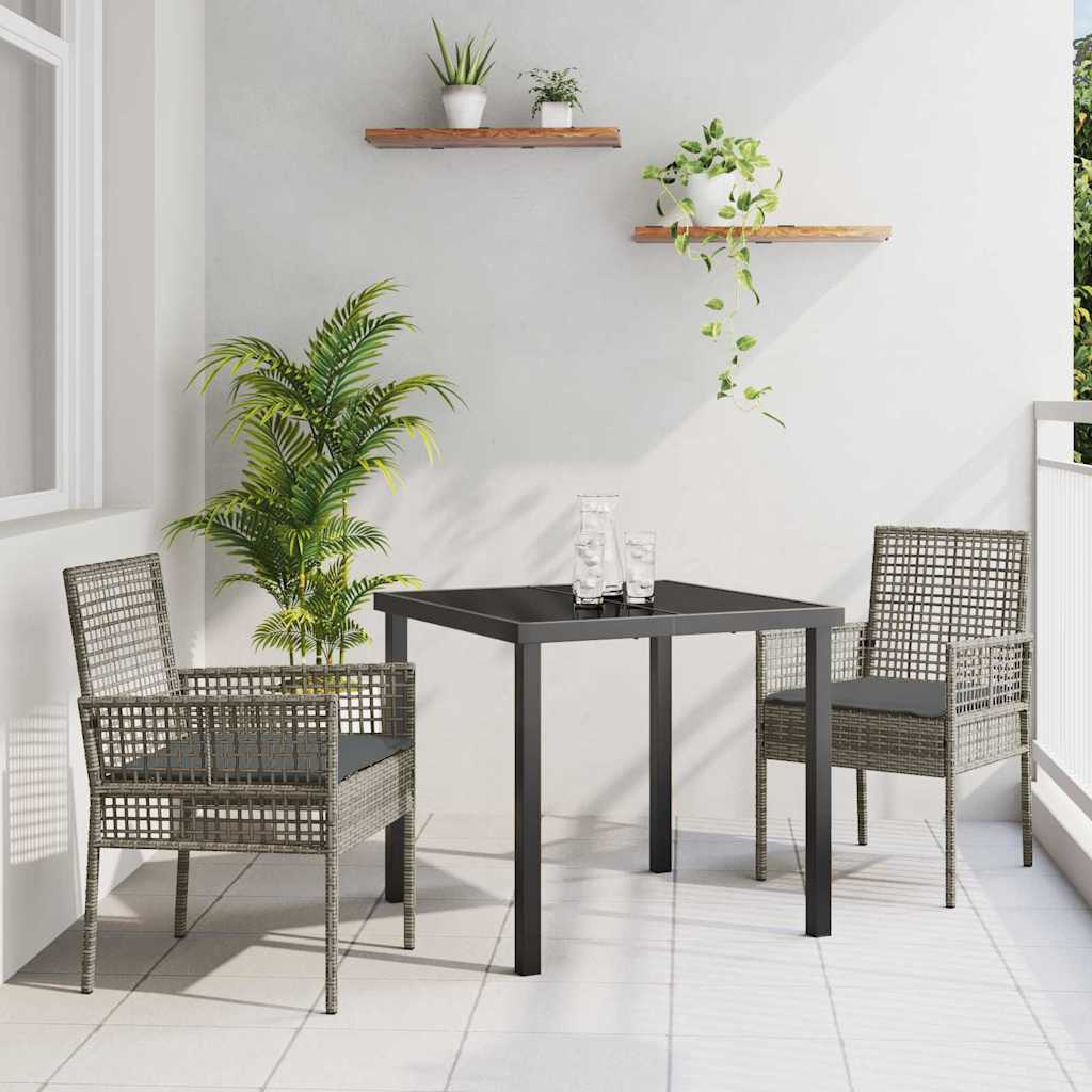 Hage Spisegruppe med pute 3 pcs Grå Poly rattan