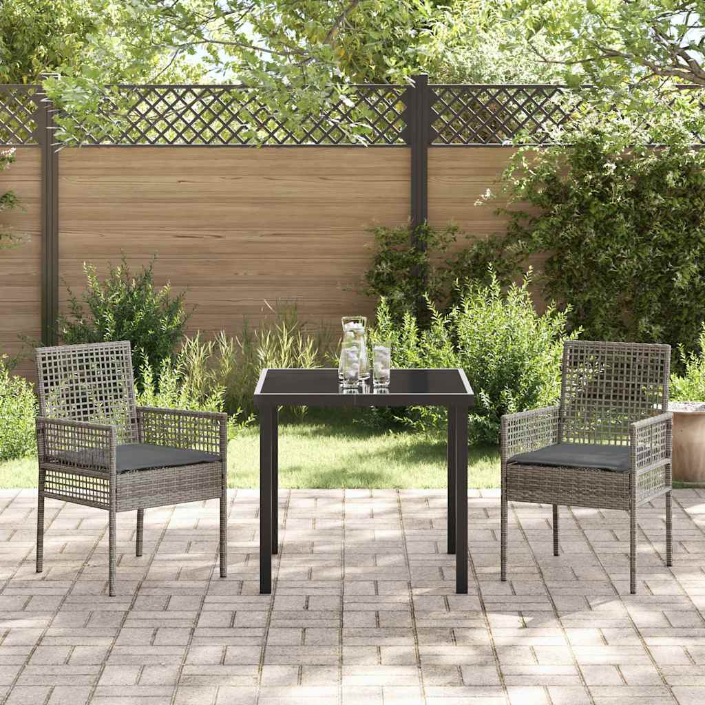 Hage Spisegruppe med pute 3 pcs Grå Poly rattan