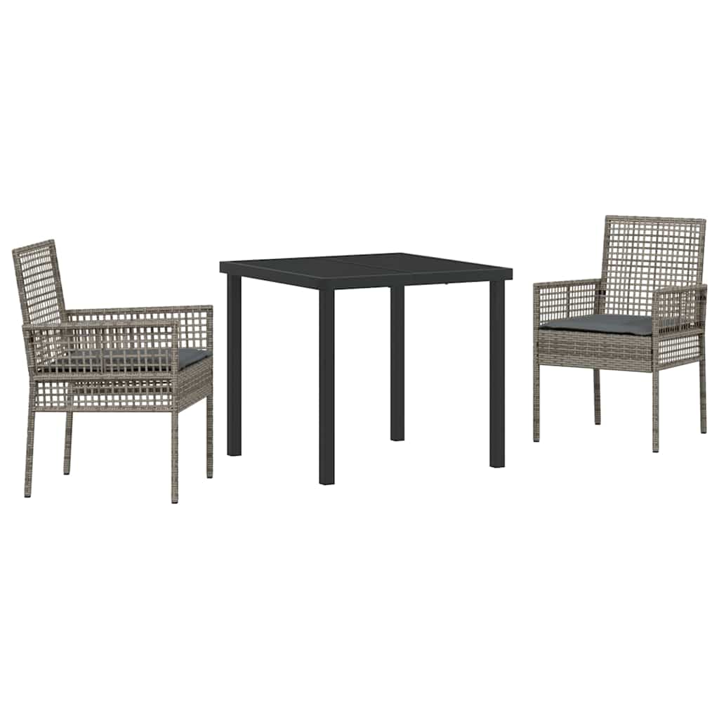 Hage Spisegruppe med pute 3 pcs Grå Poly rattan