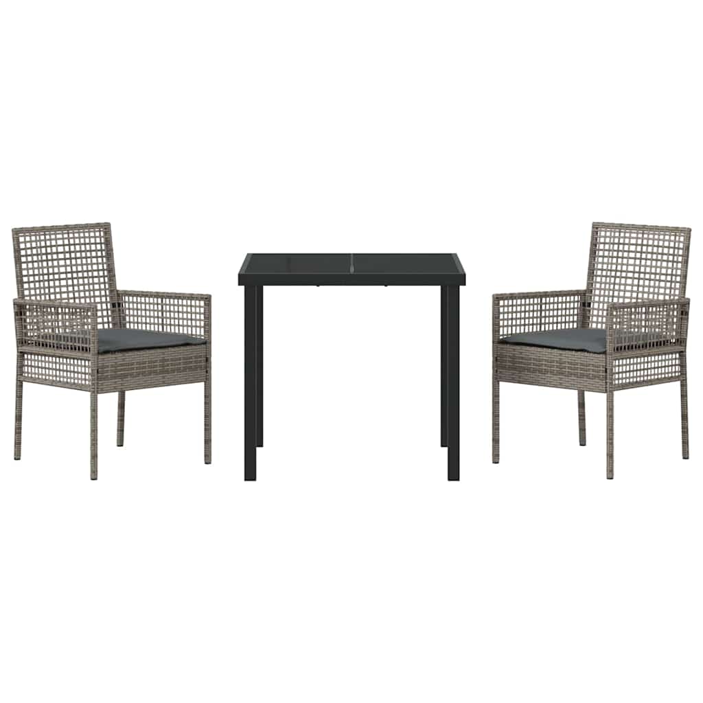 Hage Spisegruppe med pute 3 pcs Grå Poly rattan