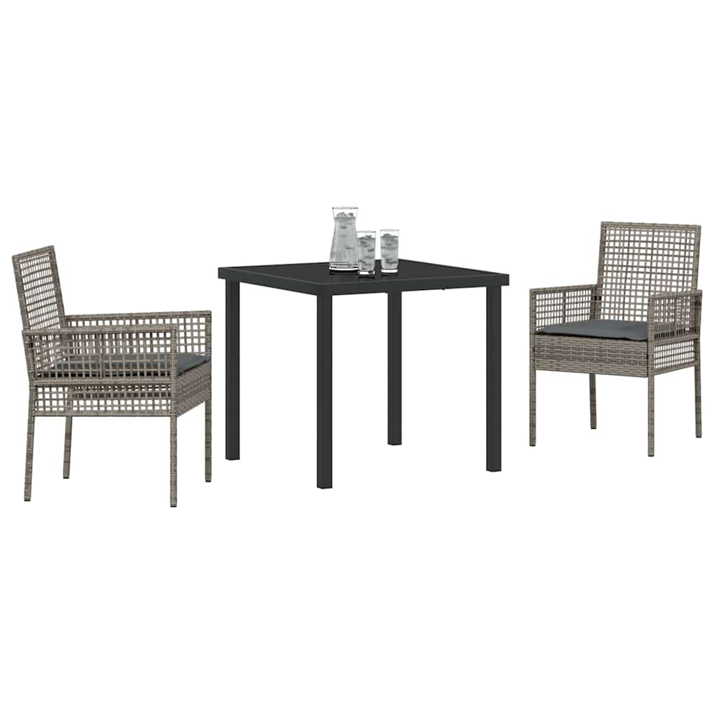 Hage Spisegruppe med pute 3 pcs Grå Poly rattan