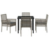 Hage Spisegruppe med pute 5 pcs Grå Poly rattan