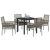 Hage Spisegruppe med pute 5 pcs Grå Poly rattan