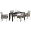 Hage Spisegruppe med pute 5 pcs Grå Poly rattan