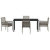 Hage Spisegruppe med pute 5 pcs Grå Poly rattan
