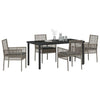 Hage Spisegruppe med pute 5 pcs Grå Poly rattan