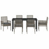 Hage Spisegruppe med pute 7 pcs Grå Poly rattan