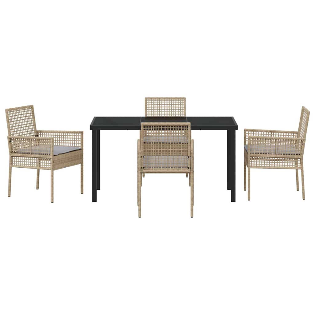Hage Spisegruppe med pute 5 pcs Beige Poly rattan