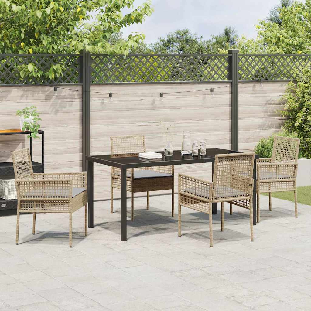 Hage Spisegruppe med pute 5 pcs Beige Poly rattan