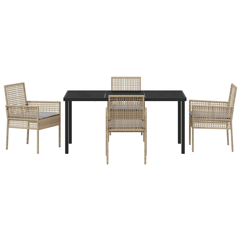 Hage Spisegruppe med pute 5 pcs Beige Poly rattan