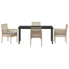 Hage Spisegruppe med pute 5 pcs Beige Poly rattan
