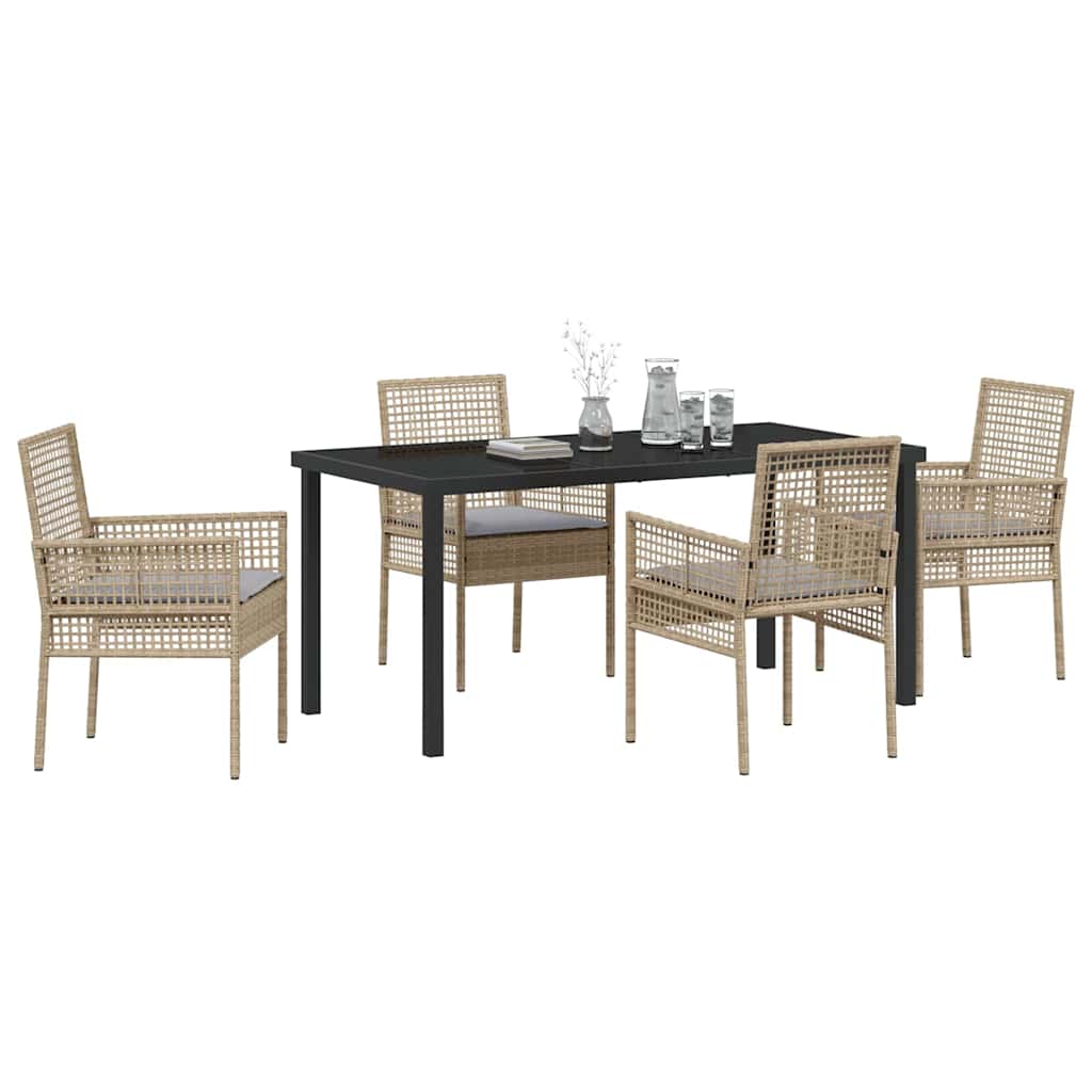 Hage Spisegruppe med pute 5 pcs Beige Poly rattan
