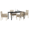 Hage Spisegruppe med pute 5 pcs Beige Poly rattan