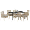 Hage Spisegruppe med pute 7 pcs Beige Poly rattan