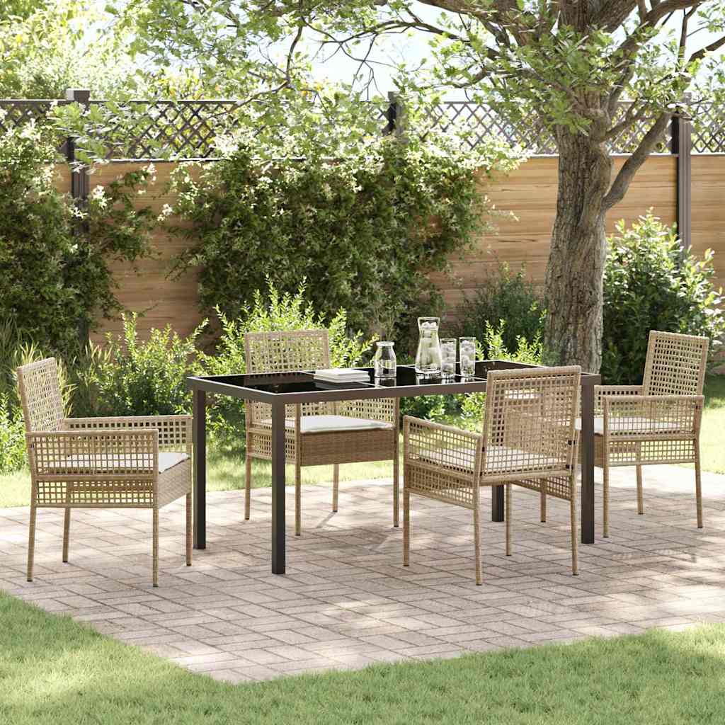 Hage Spisegruppe med pute 5 pcs Beige Poly rattan