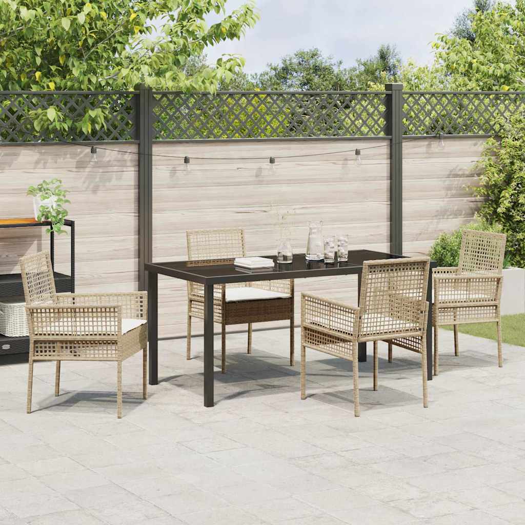 Hage Spisegruppe med pute 5 pcs Beige Poly rattan