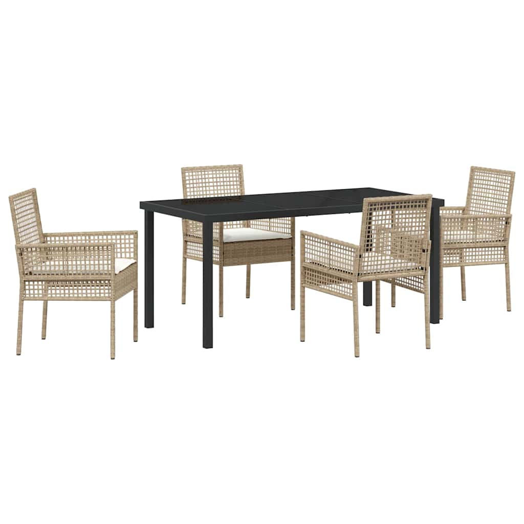 Hage Spisegruppe med pute 5 pcs Beige Poly rattan