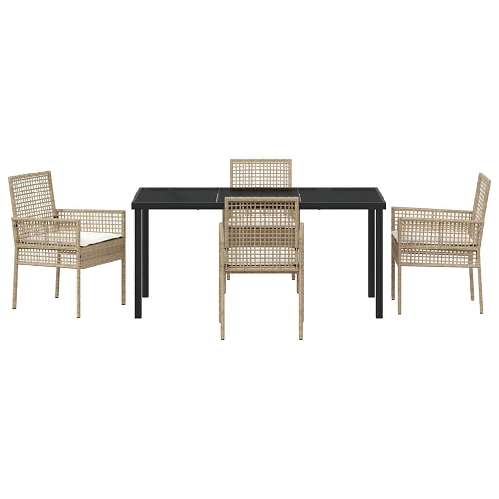 Hage Spisegruppe med pute 5 pcs Beige Poly rattan