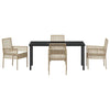Hage Spisegruppe med pute 5 pcs Beige Poly rattan