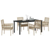 Hage Spisegruppe med pute 5 pcs Beige Poly rattan