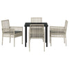 Hage Spisegruppe med pute 5 pcs Lysegrå Poly rattan