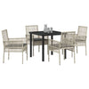 Hage Spisegruppe med pute 5 pcs Lysegrå Poly rattan