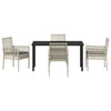 Hage Spisegruppe med pute 5 pcs Lysegrå Poly rattan