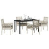 Hage Spisegruppe med pute 5 pcs Lysegrå Poly rattan