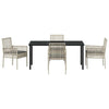 Hage Spisegruppe med pute 5 pcs Lysegrå Poly rattan