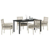 Hage Spisegruppe med pute 5 pcs Lysegrå Poly rattan