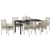 Hage Spisegruppe med pute 7 pcs Lysegrå Poly rattan