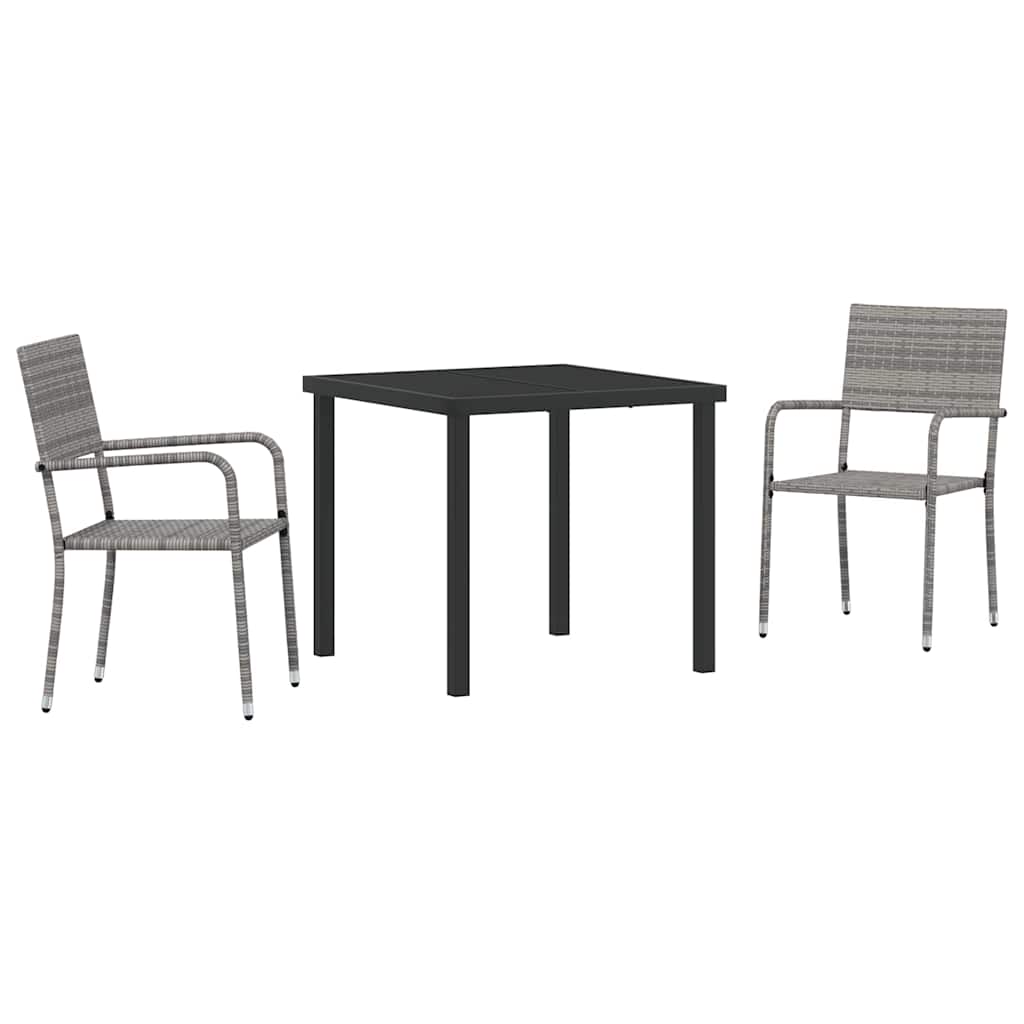 Hage Spisegruppe med pute 3 pcs Grå polyrotting