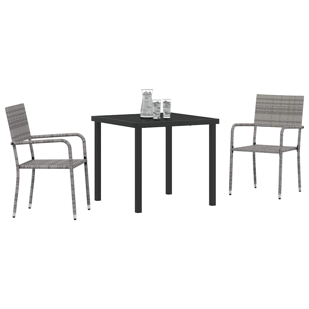 Hage Spisegruppe med pute 3 pcs Grå polyrotting