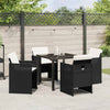 Hage Spisegruppe med pute 5 pcs Svart Poly rattan