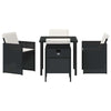 Hage Spisegruppe med pute 5 pcs Svart Poly rattan