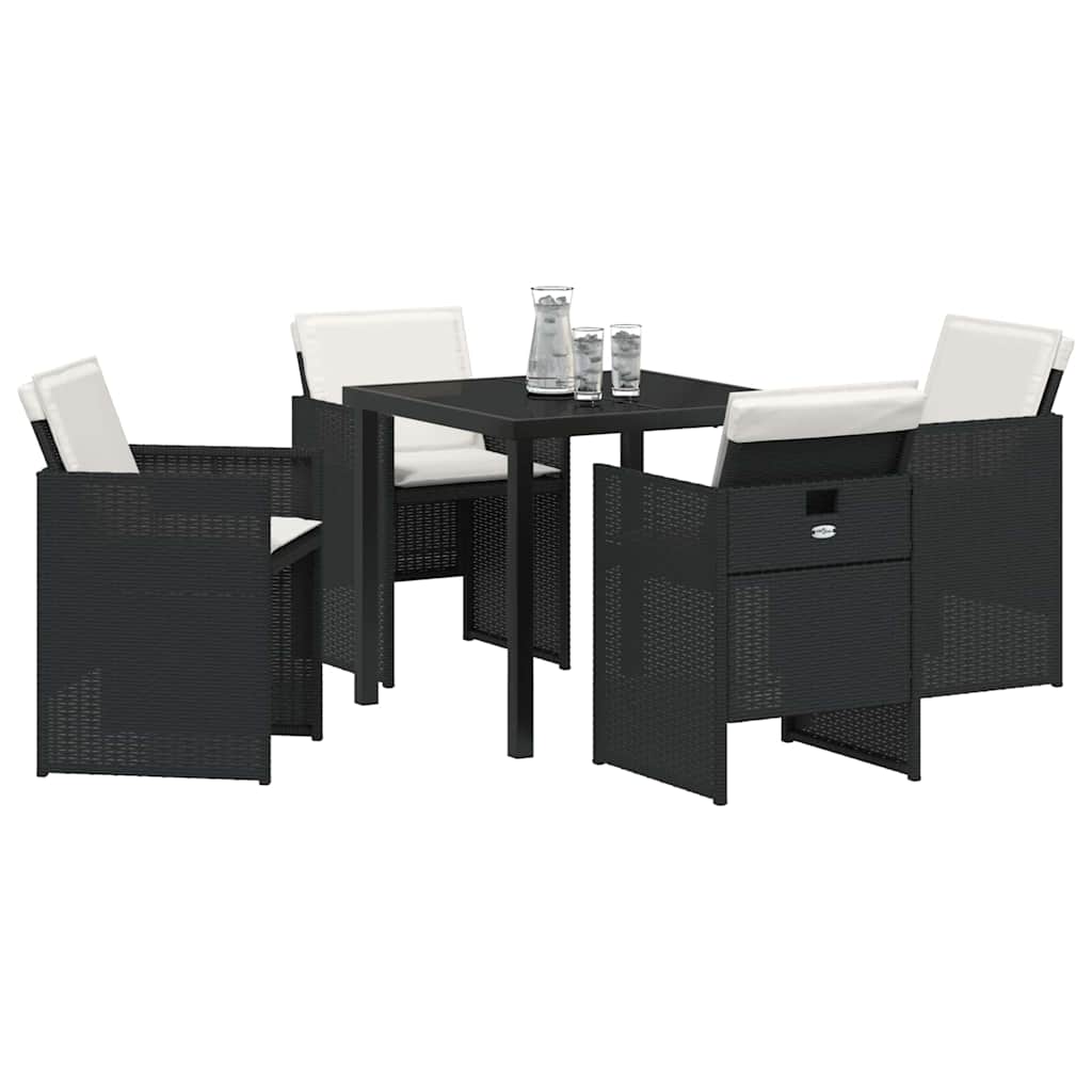 Hage Spisegruppe med pute 5 pcs Svart Poly rattan