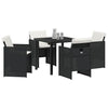 Hage Spisegruppe med pute 5 pcs Svart Poly rattan