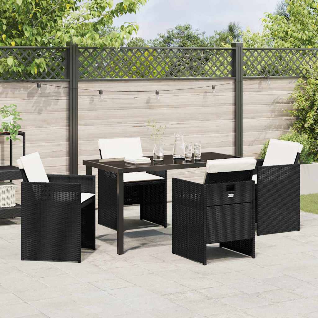 Hage Spisegruppe med pute 5 pcs Svart Poly rattan