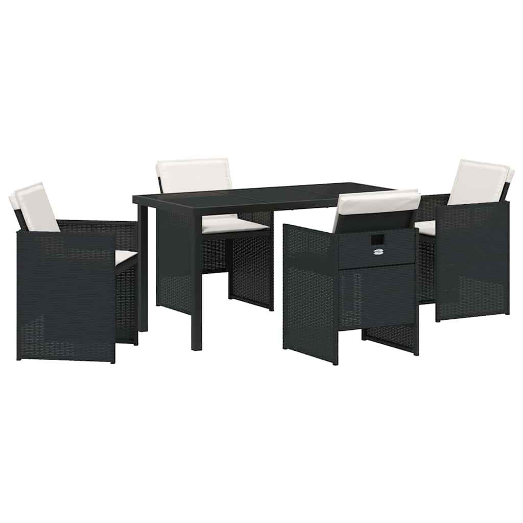 Hage Spisegruppe med pute 5 pcs Svart Poly rattan