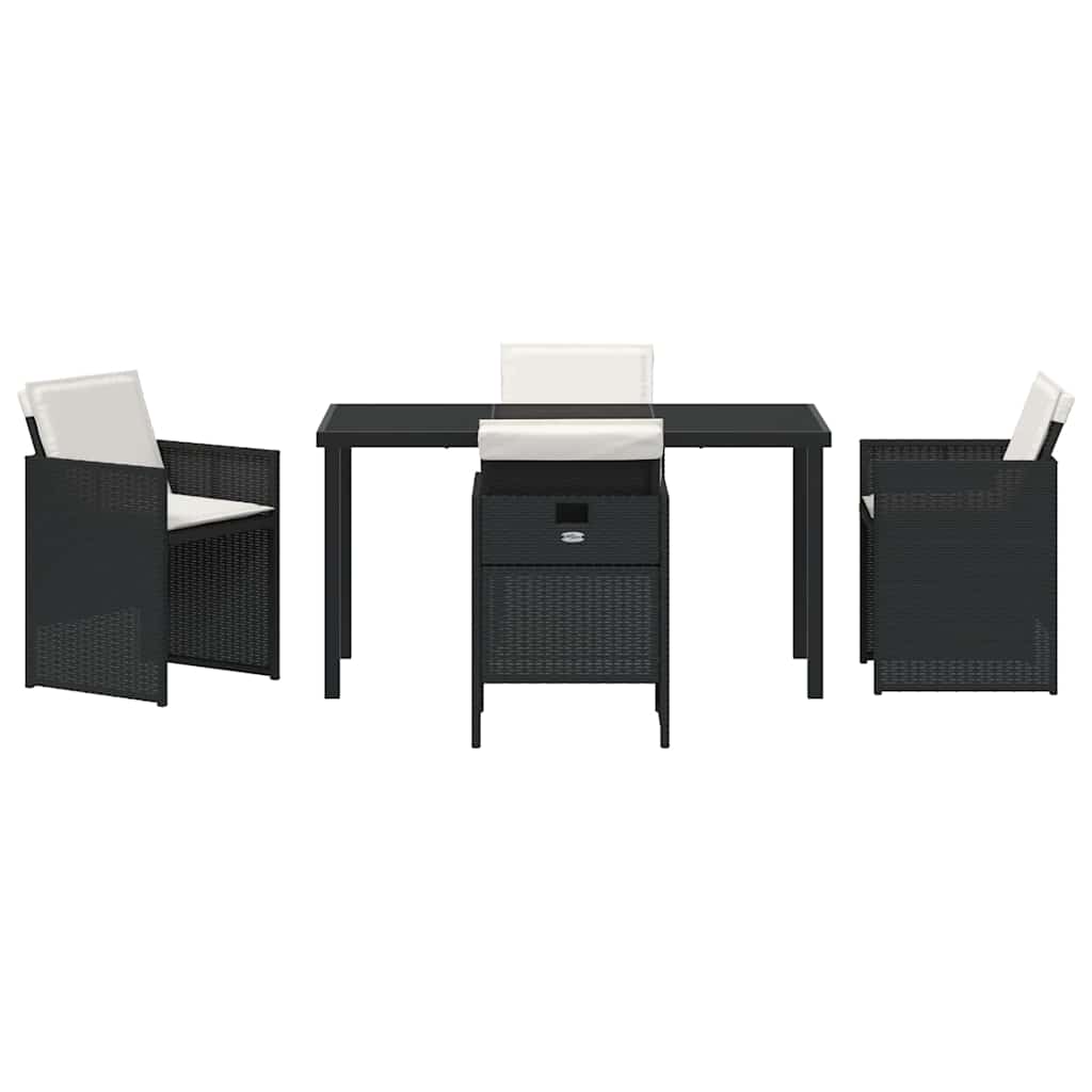 Hage Spisegruppe med pute 5 pcs Svart Poly rattan